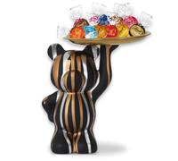 Ourson Gourmand LINDOR | Vide Poche Noir Garni d'un Assortiment de 12 chocolats LINDT aux Saveurs Originales et Exclusives | Coffret Original à Offrir