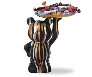 Ourson Gourmand | Vide Poche Noir Garni d'un Assortiment de 20 chocolats Milka, Kinder et Célébrations | Coffret Original à Offrir