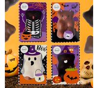 Ourson Guimauve d'Halloween - Guimauve Vanille enrobée de chocolat Lait ou Noir - Décor de la boîte aléatoire (Ourson Guimauve, Chocolat Noir)