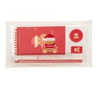 Ourson rouge Joyeuses fêtes - Trousse pour enfants, idéale pour les enfants d'âge scolaire, confortable et polyvalent, qualité et résistance, 22,5 x 10,5 cm