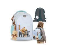 Ourson, sac à dos scolaire rigide, cartable pour fille, avec bandes réfléchissantes, quatre compartiments et porte-clés, 24l