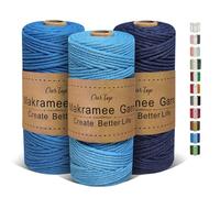 OurTop Corde Macramé 3mm x 100m, Set de 3 de Fil Macramé Macrame Corde pour Bricolage, Artisanat, Tapisserie, Décoration Boho(Bleu Ciel, Bleu, Bleu Tibétain)