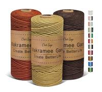 OurTop Corde Macramé 3mm x 100m, Set de 3 de Fil Macramé Macrame Corde pour Bricolage, Artisanat, Tapisserie, Décoration Boho(Café, Rouge Brique, Marron)