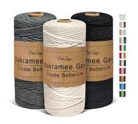 OurTop Corde Macramé 3mm x 100m, Set de 3 de Fil Macramé Macrame Corde pour Bricolage, Artisanat, Tapisserie, Décoration Boho(Beige, Gris, Noir)