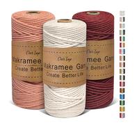 OurTop Corde Macramé 3mm x 100m, Set de 3 de Fil Macramé Macrame Corde pour Bricolage, Artisanat, Tapisserie, Décoration Boho(Beige, Rose Foncé, Bordeaux)