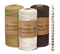 OurTop Corde Macramé 3mm x 100m, Set de 3 de Fil Macramé Macrame Corde pour Bricolage, Artisanat, Tapisserie, Décoration Boho(Beige, Café, Marron)