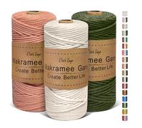 OurTop Corde Macramé 3mm x 100m, Set de 3 de Fil Macramé Macrame Corde pour Bricolage, Artisanat, Tapisserie, Décoration Boho(Beige, Rose Foncé, Armée Verte)