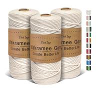 OurTop Corde Macramé 3mm x 100m, Set de 3 de Fil Macramé Macrame Corde pour Bricolage, Artisanat, Tapisserie, Décoration Boho(Beige, Beige, Beige)