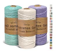 OurTop Corde Macramé 3mm x 100m, Set de 3 de Fil Macramé Macrame Corde pour Bricolage, Artisanat, Tapisserie, Décoration Boho(Beige, Bleu Aquatique, Violet)