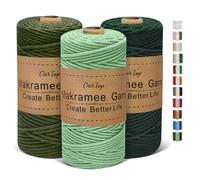 OurTop Corde Macramé 3mm x 100m, Set de 3 de Fil Macramé Macrame Corde pour Bricolage, Artisanat, Tapisserie, Décoration Boho(Vert D'eau, Vert Foncé, Armée Verte)