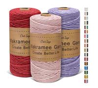 OurTop Corde Macramé 3mm x 100m, Set de 3 de Fil Macramé Macrame Corde pour Bricolage, Artisanat, Tapisserie, Décoration Boho(Rose, Rouge Profond, Violet)