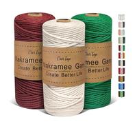 OurTop Corde Macramé 3mm x 100m, Set de 3 de Fil Macramé Macrame Corde pour Bricolage, Artisanat, Tapisserie, Décoration Boho(Beige, Vert Émeraude, Bordeaux)