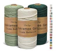 OurTop Corde Macramé 3mm x 160m, Set de 3 de Fil Macramé Macrame Corde pour Bricolage, Artisanat, Tapisserie, Décoration Boho(Beige, Vert d'eau, Vert Foncé)
