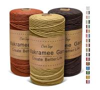 OurTop Corde Macramé 3mm x 160m, Set de 3 de Fil Macramé Macrame Corde pour Bricolage, Artisanat, Tapisserie, Décoration Boho(Café, Rouge Brique, Marron)