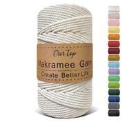 OurTop Corde Macramé 5mm x 110m, Fil Macramé Macrame Corde pour Bricolage, Artisanat, Tapisserie, Décoration Boho(Beige)