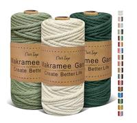 OurTop Corde Macramé 5mm x 40m, Set de 3 de Fil Macramé Macrame Corde pour Bricolage, Artisanat, Tapisserie, Décoration Boho(Beige, Vert d'eau, Vert Foncé)