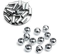 Ourtroness Lot de 200 perles intercalaires rondes et 200 perles longues en acier inoxydable 304 de 3 mm pour la fabrication de bijoux