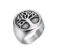 Ouruiba Bague Chevalière Arbre de Vie Dôme Acier Inoxydable Poli Bijoux Vintage Homme Taille 64