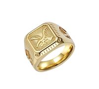 Ouruiba Bague Chevalière Carré Aigle en Acier Inoxydable Doré Bijoux Géométrique Masculin Taille 67