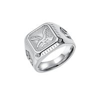 Ouruiba Bague Chevalière Homme Carré Aigle en Acier Inoxydable Bijoux Géométrique Masculin Taille 64