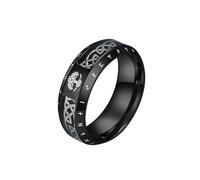 Ouruiba Bague Viking Runique Nordique Arbre de Vie Noeud Celtique Éternel Plaqué Noir Anneau Acier Inoxydable pour Homme Taille 54