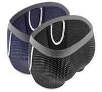 Ouruikia Boxer Homme Maille Caleçons sous-vêtements avec Bouton Pression Short Jupe Courte Réglable, Noir+Bleu, XL