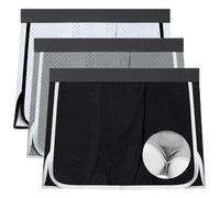 Ouruikia Boxer Homme Maille Caleçons sous-vêtements avec Bouton Pression Short Jupe Courte Réglable, Noir+Gris+Blanc, S