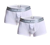 Ouruikia Boxer pour Homme avec Poche séparée en Modal Respirant avec Double Braguette Fonctionnelle, Lot de 2 - Blanc, L