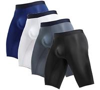 Ouruikia Boxer Shorts Homme Caleçon Boxer Soie Glacée Séchage Rapide Jambe Longue sans Trace Léger et Fin sous-vêtements, Lot de 4, Noir/Bleu Marine/Gris/Blanc, XL