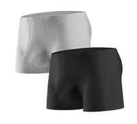 Ouruikia Caleçon Boxer Homme Soie Glacée Transparent Slips Séchage Rapide léger sous-vêtements avec Poches séparées, Lot de 2, Noir/Gris, XL