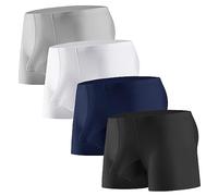 Ouruikia Caleçon Boxer Homme Soie Glacée Transparent Slips Séchage Rapide léger sous-vêtements avec Poches séparées, Lot de 4, Noir/Bleu Marine/Gris/Blanc, M