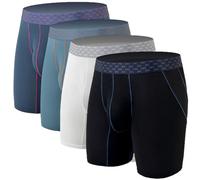 Ouruikia Hommes Caleçon Boxers Maille Sport Boxer Waffle Rib Doux Anti-Frottement sous-vêtements Trunk, Noir + Blanc + Bleu + Bleu Marine, XL