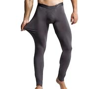 Ouruikia sous-vêtements Thermiques Homme Modal Pantalon Long Thermique Magnétique Hiver Chaud Base Layer Taille Basse, Gris, XL