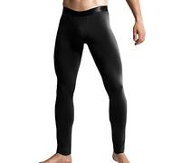 Ouruikia sous-vêtements Thermiques Homme Modal Pantalon Long Thermique Magnétique Hiver Chaud Base Layer Taille Basse, Noir, M