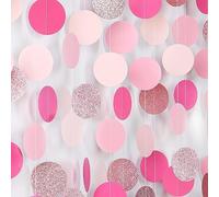 OURUOLA Guirlande de décorations de fête rose doré vif - 15,8 m - Décoration de fête prénuptiale à suspendre - Bannière de serpentins pour bébé fille, anniversaire, enterrement de vie de jeune fille,