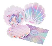 OurWarm Lot de 24 invitations de fête sirène nacrées 3D avec enveloppes