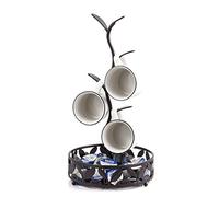 Ouseen Porte-gobelet, arbre à tasses de comptoir, support de rangement pour tasses à café et tasses à thé, support de rangement pour tasses à café et tasses à thé avec petit espace de rangement, noir