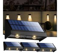 OUSFOT Applique Murale Exterieur Solaire 4 Pièces, Étanche IP65 Lampe Solaire Extérieur, 3200K Blanc Chaud Eclairage Exterieur Solaire pour Mur, Balustrade, Clôture, Jardin, Terrasse, Balcon, Escalier