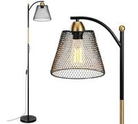 OUSFOT Lampadaire sur Pied Salon E27 Douilles 145CM 230V, Industriel Lampadaire LED 40W, Noir et or, pour un Bureau, Salon, une Chambre (sans Ampoules)