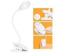 OUSFOT Lampe de Bureau LED, Lampe de Lecture 1200mAh Rechargeable 16 LEDs 3 Luminosité Lampe Pince pour Lit 360° Flexible Lampe de Chevet Tactile sans Fil pour Enfant, Nuit, Étude et Travail