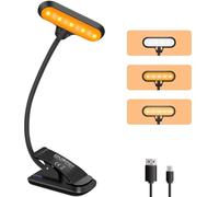 OUSFOT Lampe de Lecture 3 Couleurs Luminosité dimmable Liseuse Lampe Tactile Gradation en continu Lampe à pince USB rechargeable