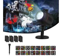 OUSFOT lampe de projecteur LED Noël 16 Films projecteur lumières IP65 étanche pour Noël Halloween jardin