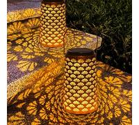 OUSFOT Lanterne Solaire Exterieur Jardin 2 Pièces, Deux Modes d'Éclairage Lampe Solaire Exterieur a Poser, Étanche Suspension Solaires pour Patio Terrasse Fête Festive Maison Orientale Décoration