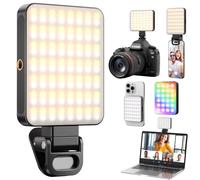 OUSFOT Lumiere Telephone Selfie 128LED 3000-6500K, Lampe Selfie Mode RGB 8 Couleurs avec Luminosité Réglable, Lampe Photo avec Clip Rechargeable par USB, pour Téléphone, Caméra, Ordinateur