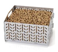 OUSFOT Panier a Granules pour Insert en Acier Inoxydable 430 Durabilité | Poignée Ajourée Améliorée, Facile à Transporter Reservoir a Pellets Granulés pour Poele a Bois, Cheminée Ouverte, 30x25x17 cm