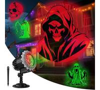 OUSFOT Projecteur Halloween Exterieur, 9W Halloween Projector Glissière Simple Intégrée, 3 Méthodes d'Installation, Petit Decoration aux Intérieur Fêtes d'Halloween Cadeau, Jardins, Pelouses