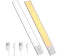 OUSFOT Reglette LED Cuisine 30cm, LED Cuisine sous Meuble USB-C Rechargeable, 3 Températures de Couleur et Modes,Luminosité Réglable,avec Détecteur de Mouvement,pour Armoire,Bureau,Chambre, 2 Pack
