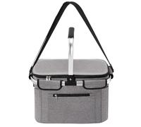 OUSFOT Sac Isotherme Repas, 30L Sac Isotherme Courses Mit Deckel, Glaciere Souple Isotherme Gris Idéal pour Les Courses, Les Pique-niques et Les Activités en Plein Air