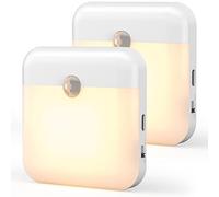 OUSFOT Veilleuse LED (Lot de 2), Lampe Detecteur de Mouvement Interieur, Veilleuse Automatique avec Fixation Aimantée, Veilleuse Enfant pour Chambre Bébé, Cuisine, Couloir, Escalier, Salon
