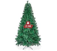 OUSFOT Vert Sapin de Noel, 1099 Branches Sapin de Noel Artificiel 210 cm, avec Base en Métal Matériau PVC,Convient pour Le Salon,Chambre,Bureau